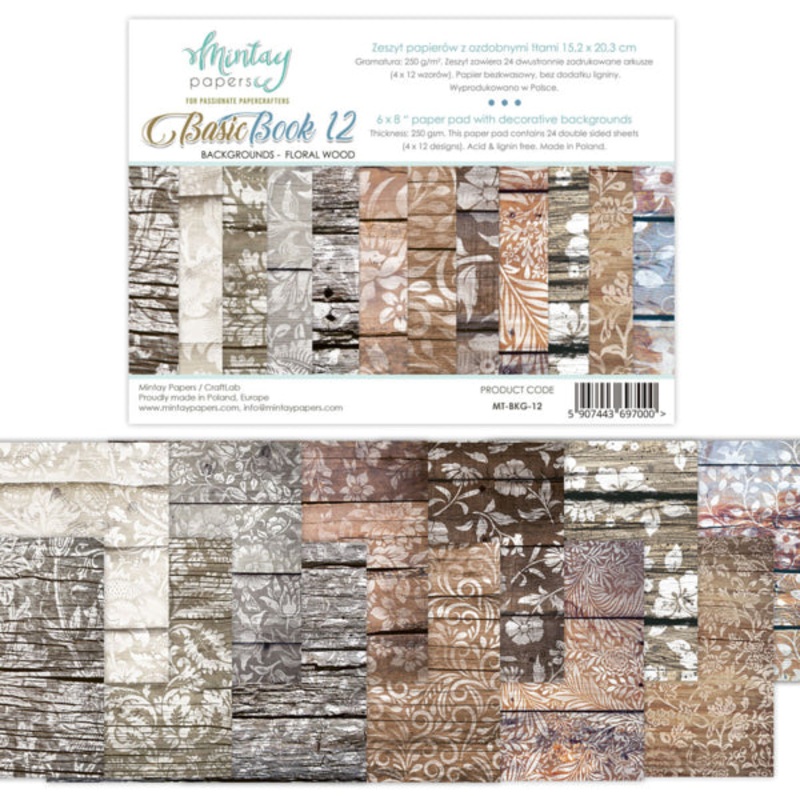 Mintay Papers 6 X 8 BASIC BOOK – BACKGROUNDS – FLORAL WOOD