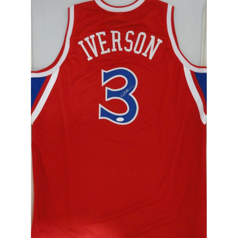 Phili 76ers ALLEN IVERSON Signed Custom Replica Red Jersey AUTO – JSA