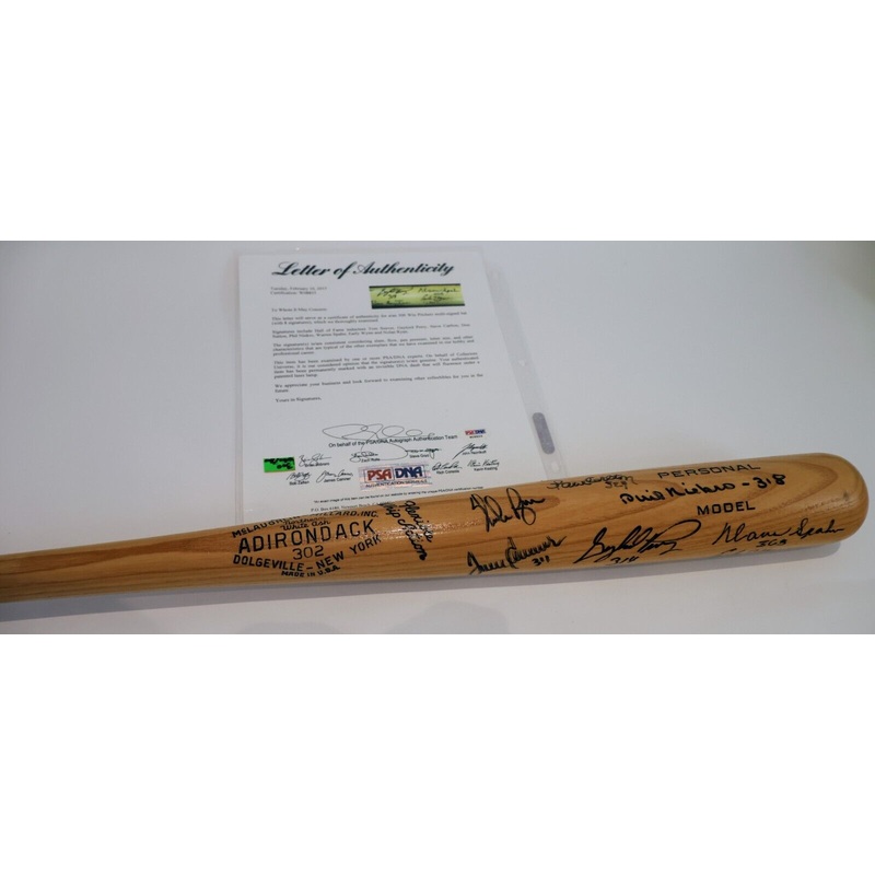 Ryan, Seaver, Perry, Carlton, Sutton, Niekro, Spahn, Wynn HOF’ers Signed Bat
