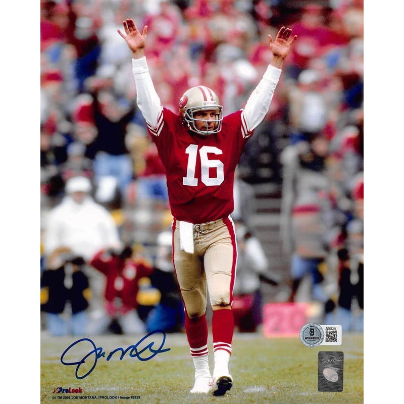 49ers Joe Montana Authentic Signed 8×10 Vertical Celebration Photo BAS
