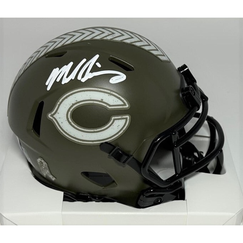 Bears MIKE SINGLETARY Signed Riddell SALUTE SERVICE Speed Mini Helmet AUTO – BAS