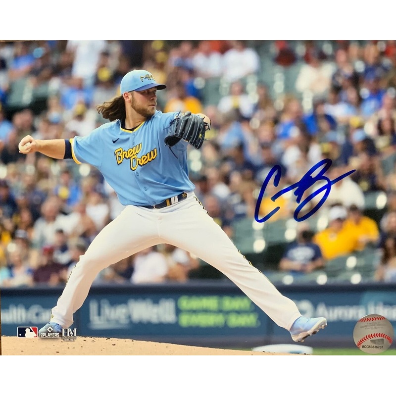 Brewers 2021 CY Young Pitcher CORBIN BURNES Signed 8×10 Photo #17 AUTO –