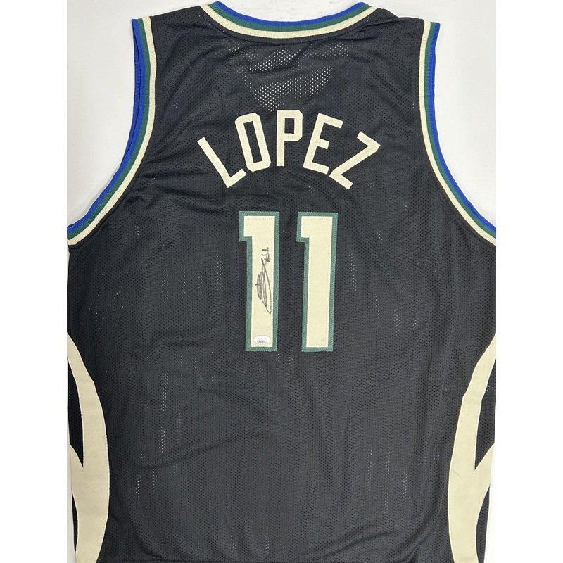 Bucks NBA Champ BROOK LOPEZ Signed Milw Custom Replica Black Jersey AUTO – JSA