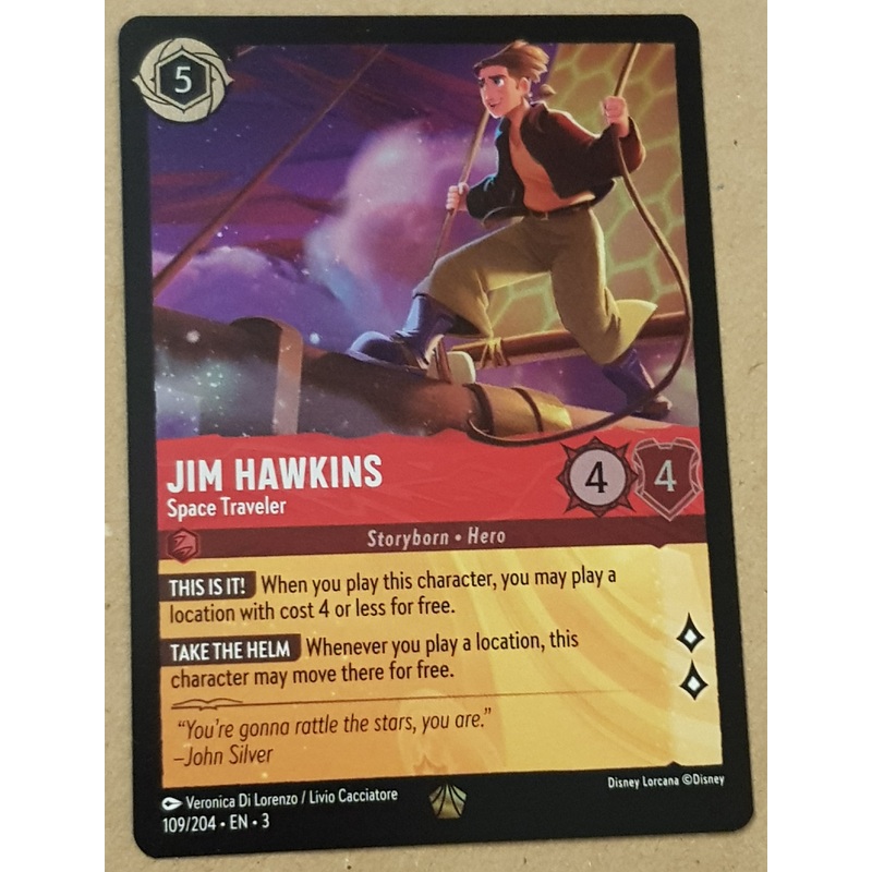 Disney Lorcana Into the Inklands Jim Hawkins Space Traveller #109/204 Legendary Rare Foil Trading Card