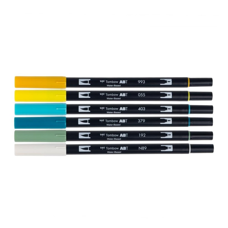 Tombow Dual Brush Markers 6/Pkg Lemon Squeezy