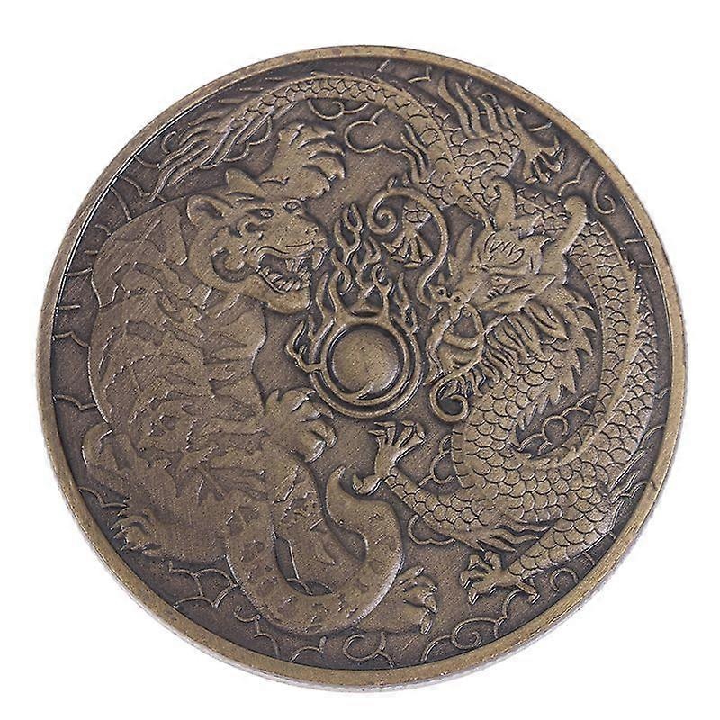 1Pcs Dragon Tiger Bronze Coin Bronze Plated 40mm Collectible Coins