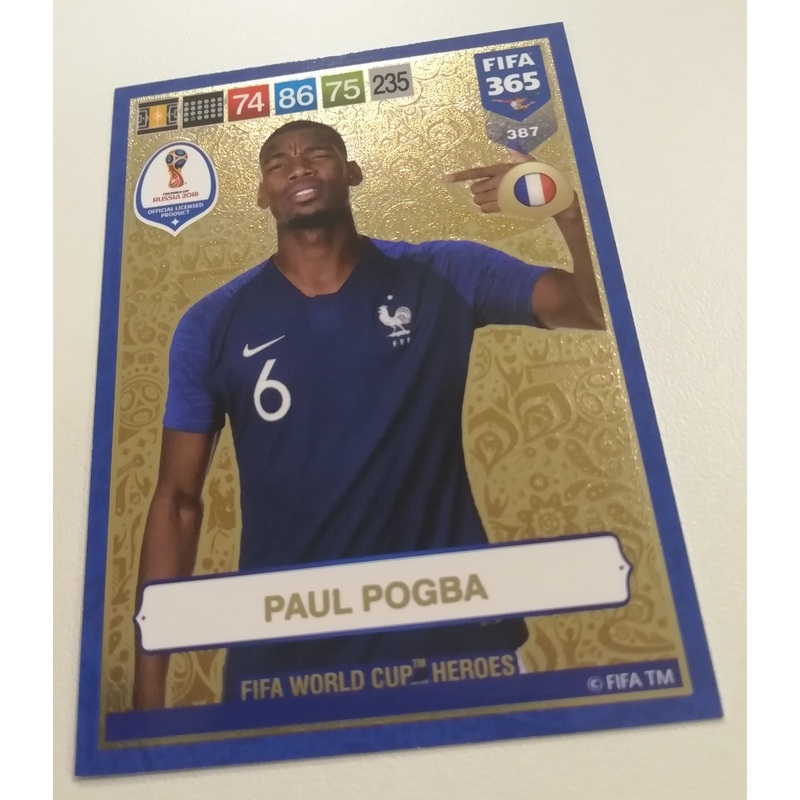 2018 Panini Adrenalyn FIFA 365 Paul Pogba #387 Trading Card