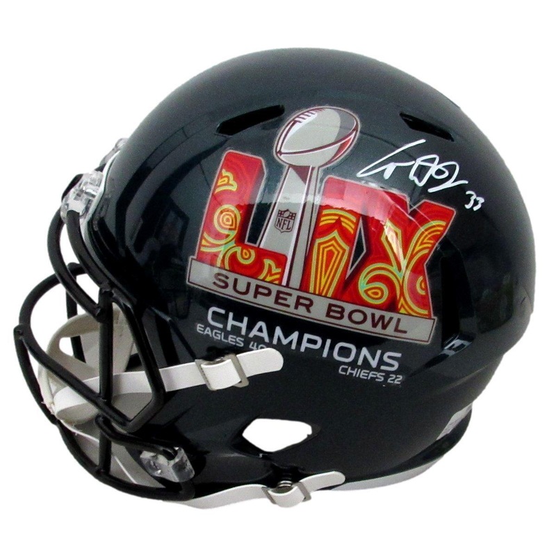 Cooper DeJean Signed Full Size Replica SB LIX Champs Helmet Eagles Fanatics 5564