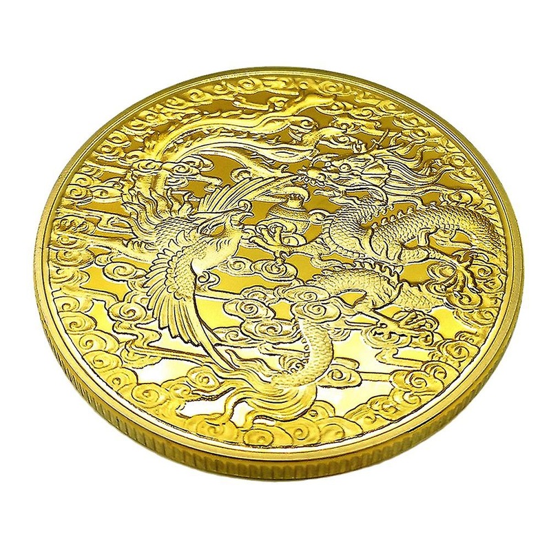 Dragon Phoenix Commemorative Coin Lucky Fortune Telling Souvenir Fine Arts Golden