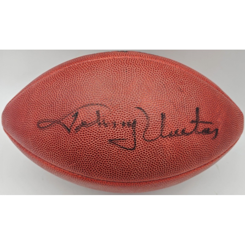 Johnny Unitas Autographed NFL Leather Football Baltimore Colts Beckett #A75827