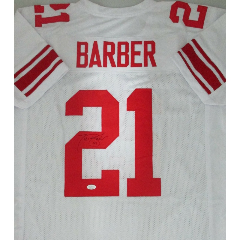 NY Giants Pro Bowler TIKI BARBER Signed Custom Replica White Stitched Jersey JSA