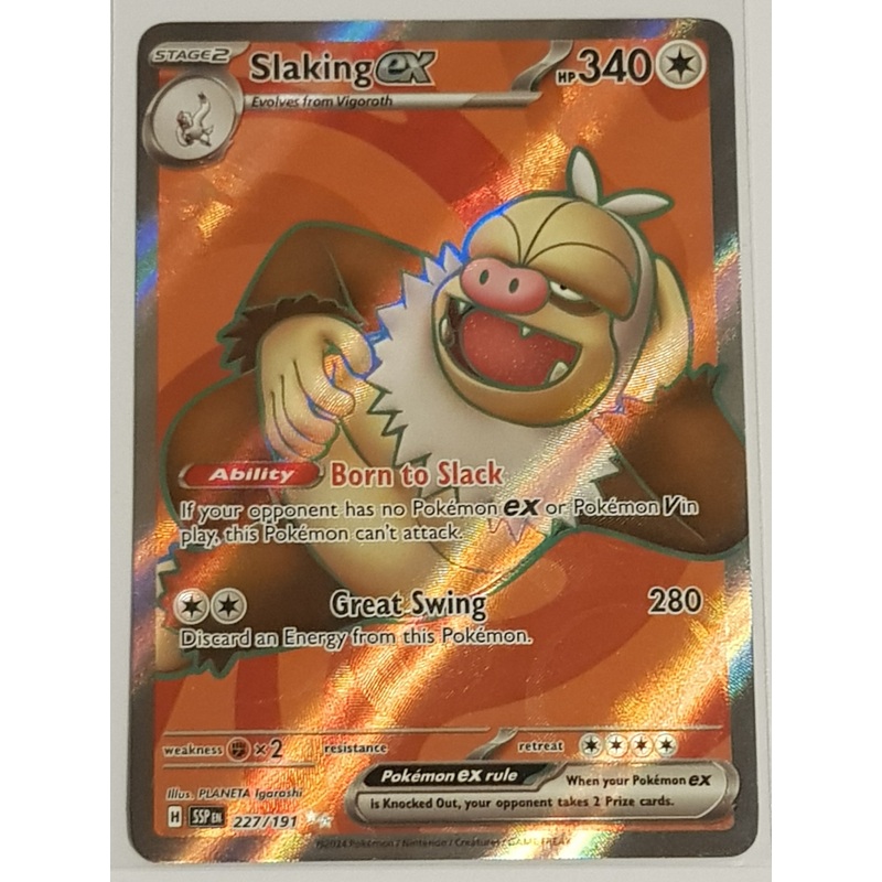 Pokemon Scarlet and Violet Surging Sparks Slaking Ex #227/191 Ultra Rare Holo Trading Card