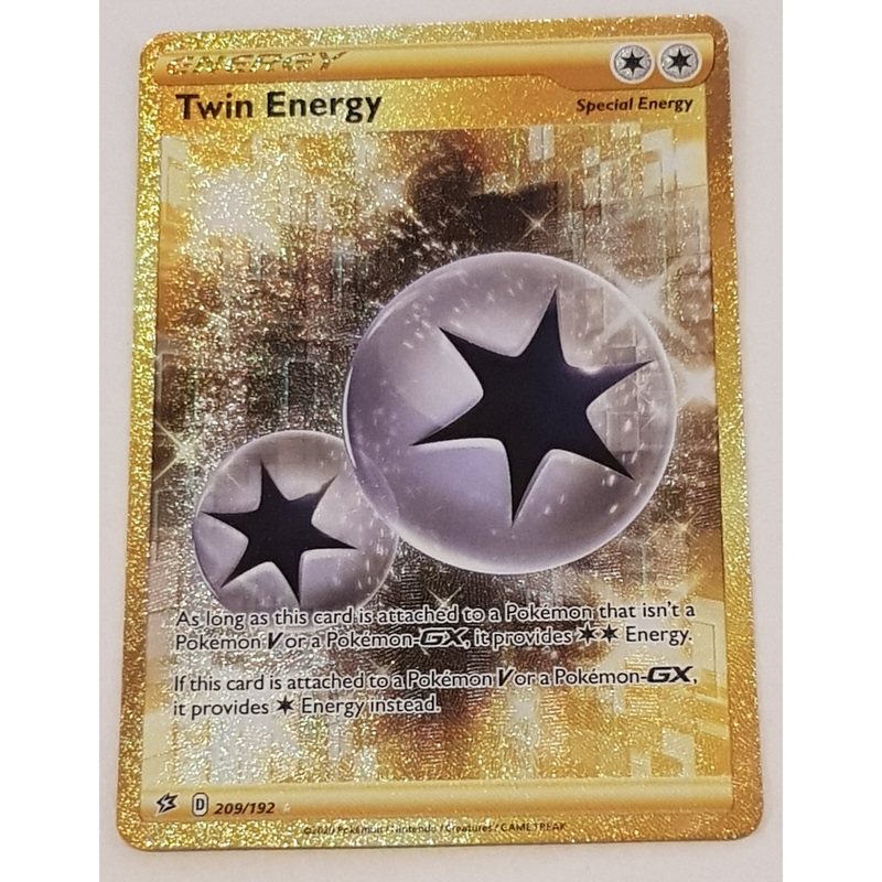 Pokemon Sword and Shield Rebel Clash Twin Energy #209/192 Secret Hyper Rare Holo Trading Card