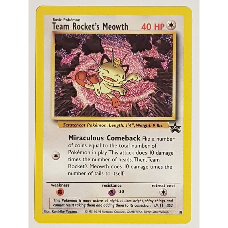 Pokemon Team Rocket’s Meowth #18 Black Star Promo Trading Card