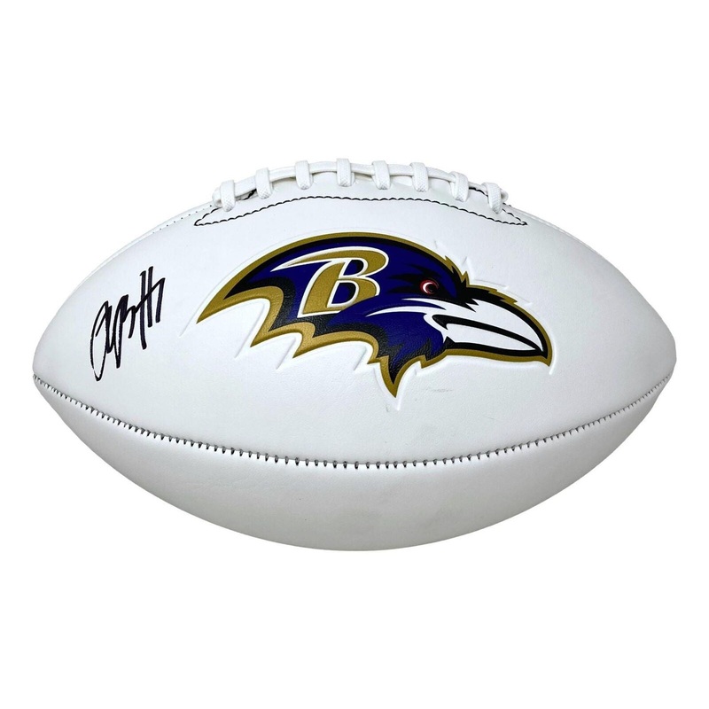 Rashod Bateman Signed Baltimore Ravens Logo Football BAS