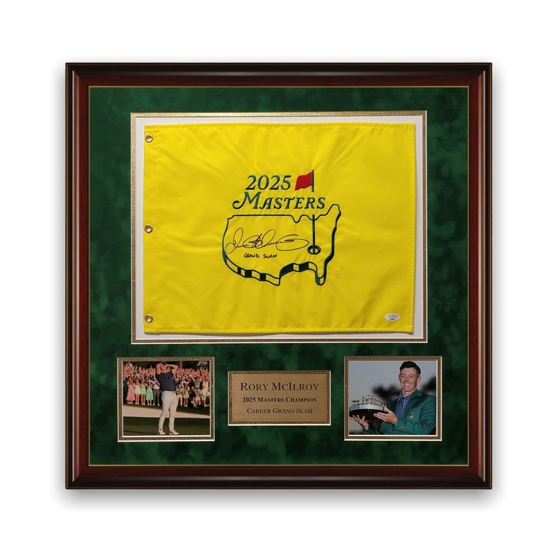 Rory McIlroy Signed Autographed 2025 Masters Flag Grand Slam Inscription Framed