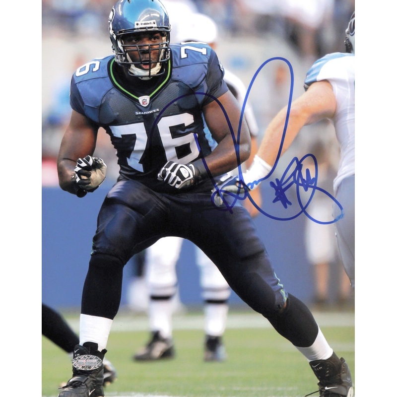 Russell Okung Autographed Signed 8×10 Photo Seattle Seahawks MCS Holo #63330