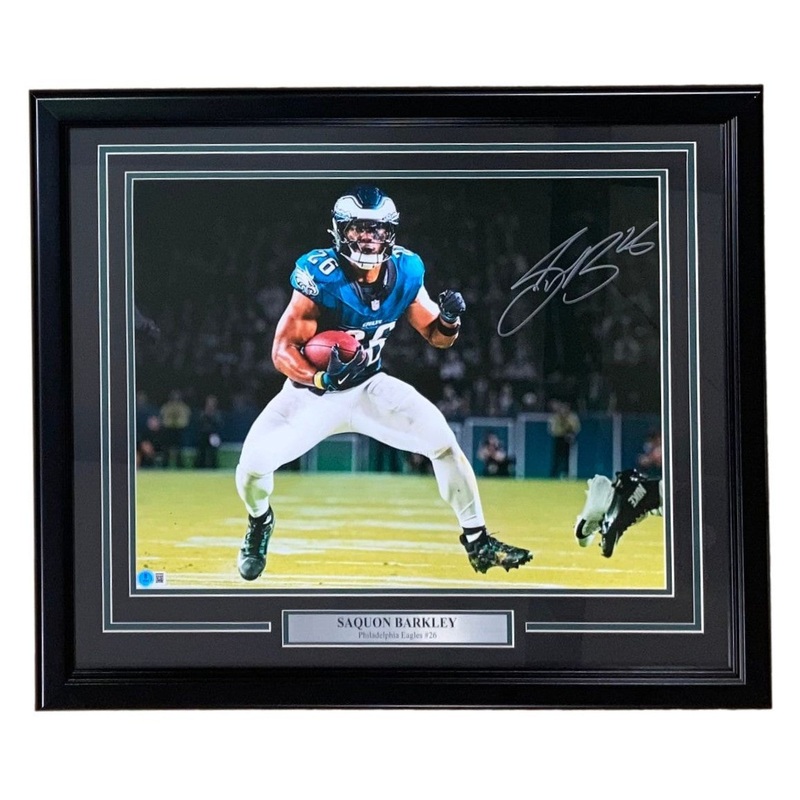 Saquon Barkley Signed Framed 16×20 Philadelphia Eagles Photo 2 BAS ITP