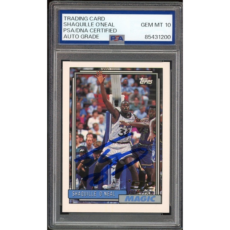 Shaquille O’Neal PSA 10 AUTO Rookie 1992 Topps #362 RC On Card GEM MINT AUTO
