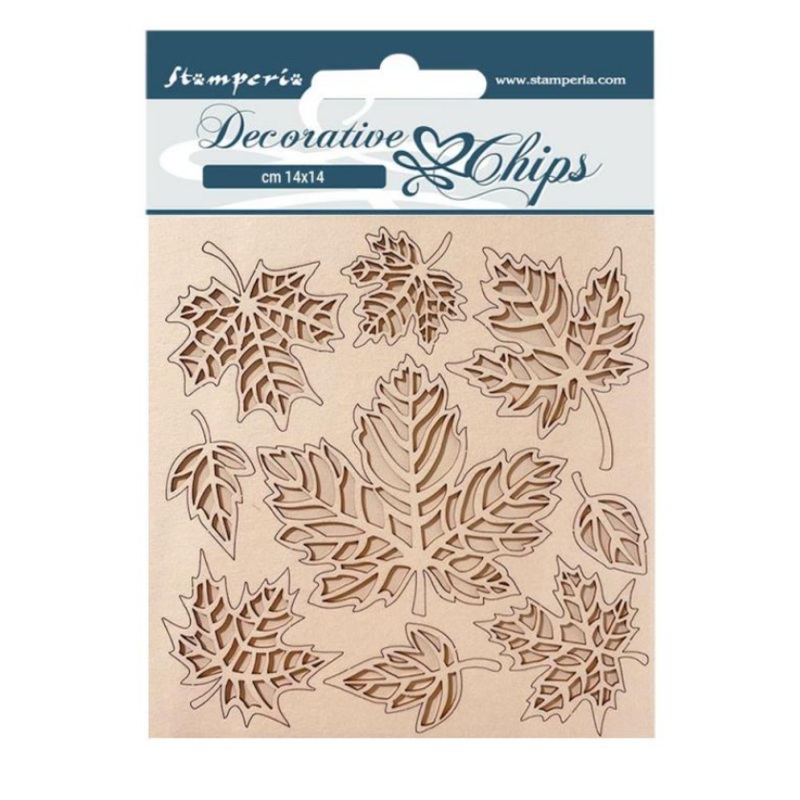 Stamperia Decorative chips cm 14×14 – Magic Forest leaves