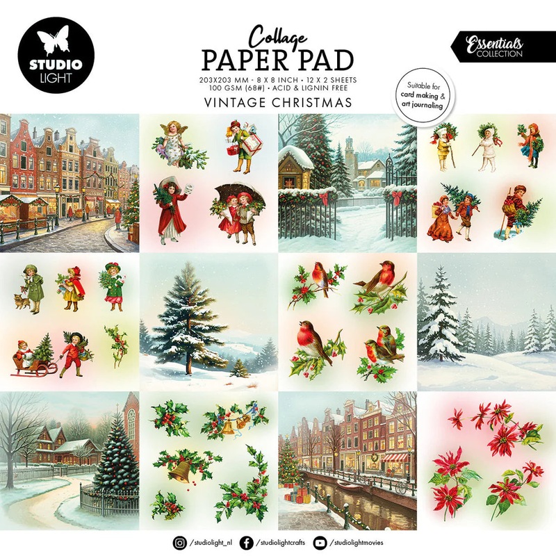 Studio Light Collage Paper Pad Vintage Christmas Essentials 24 Sheets
