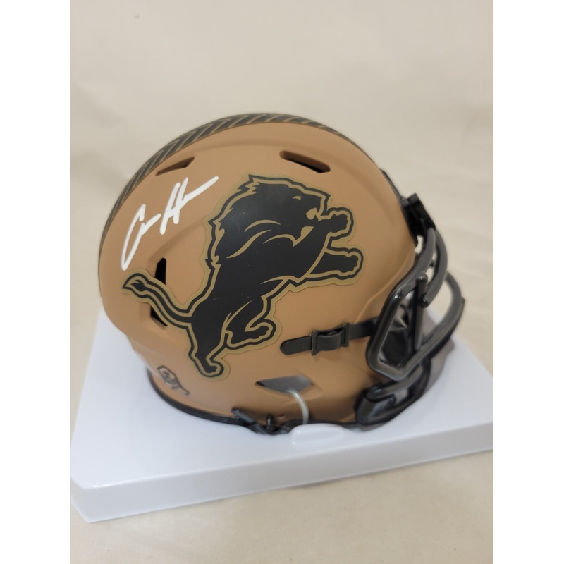 AIDAN HUTCHINSON SIGNED DETROIT LIONS STS2 MINI HELMET BECKETT QR