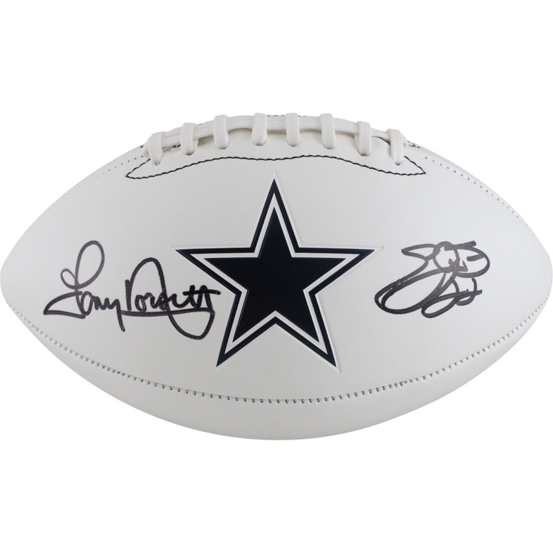 Emmitt Smith Tony Dorsett Autographed Dallas Cowboys Logo Football Beckett 50844