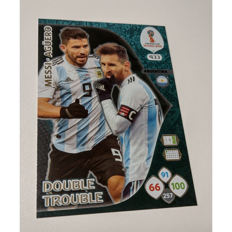 Panini Adrenalyn World Cup Russia 2018 Messi/Aguero DOUBLE TROUBLE #433 Trading Card