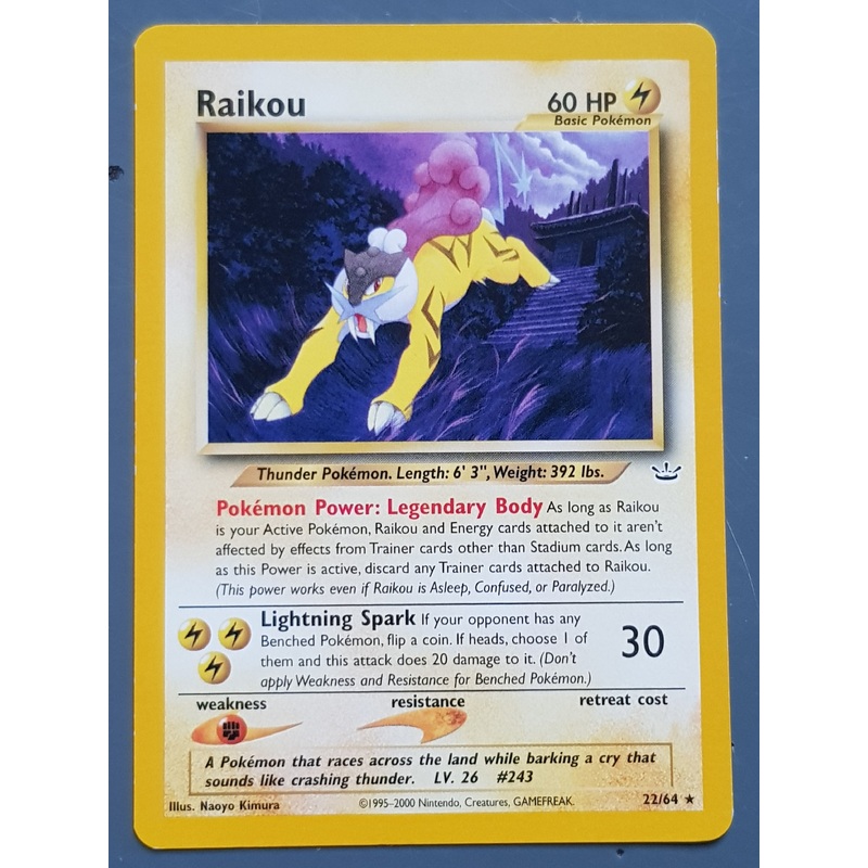 Pokemon Neo Revelation Raikou #22/64 Non-Holo Trading Card