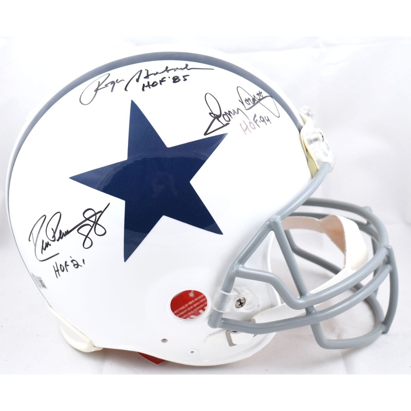 Staubach Pearson Dorsett Signed Cowboys F/S Authentic Helmet HOF -Beckett W Holo