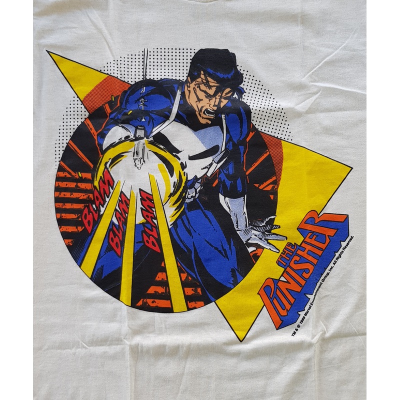 1989 Punisher Comic Images T-shirt L White (Vtg)