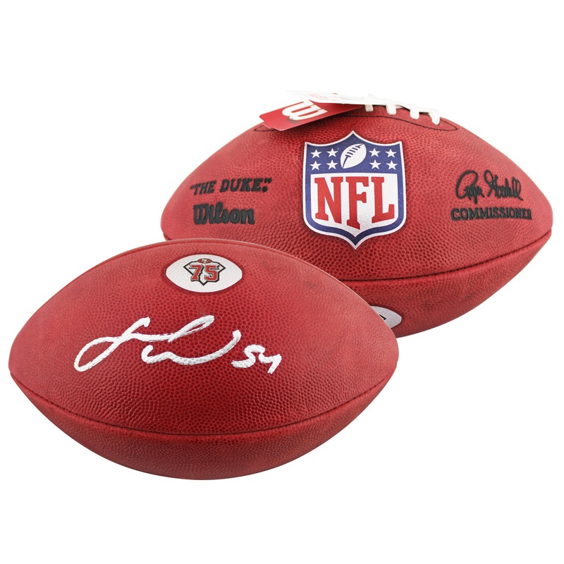49ers Fred Warner Signed Wilson The Duke 75th Anniversary Football BAS Witness
