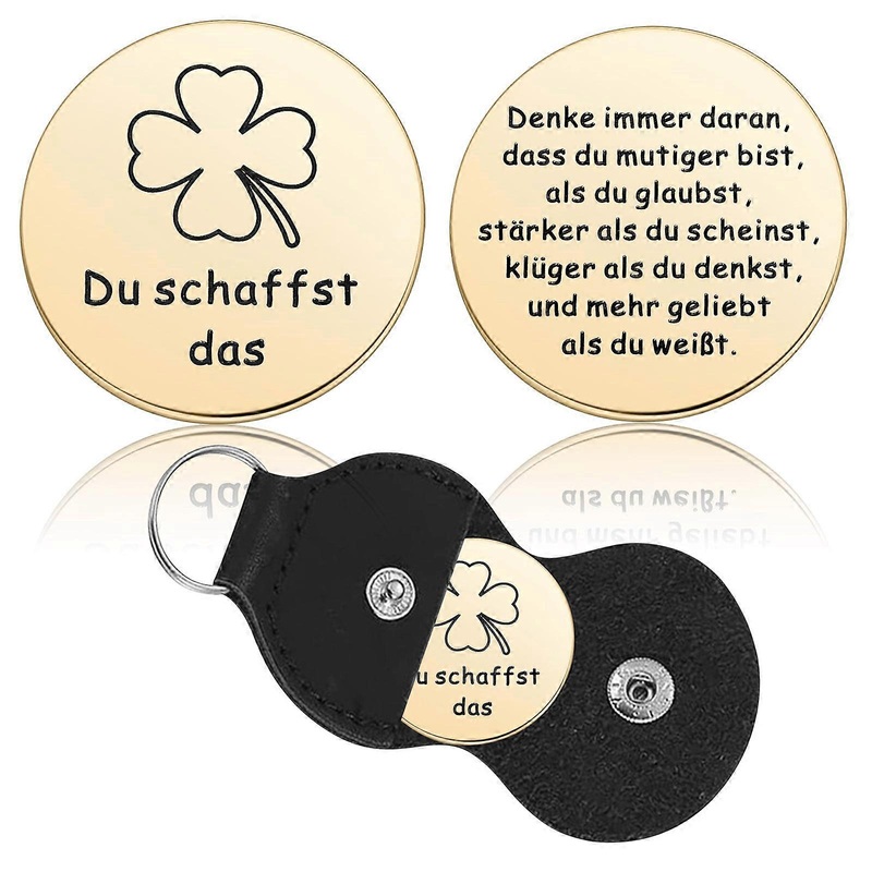 Motivational Bag Hug Lucky Charm with Bag Stainless Steel Double-Sided Token Inspirational Gift