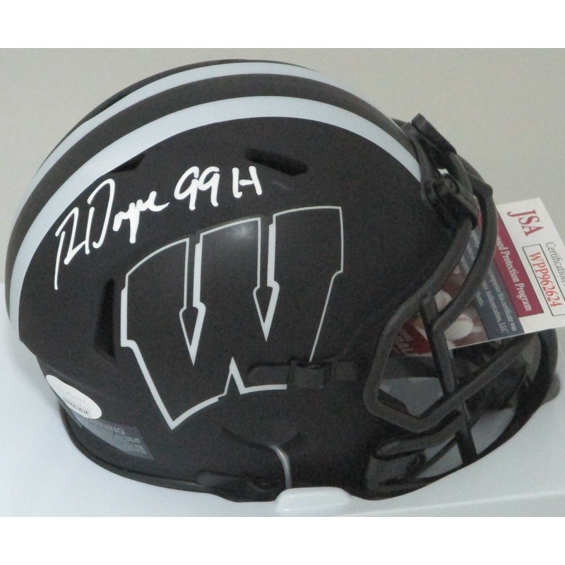 WI Badgers RON DAYNE Signed Riddell ECLIPSE Mini Helmet AUTO w/ ’99 Heisman JSA