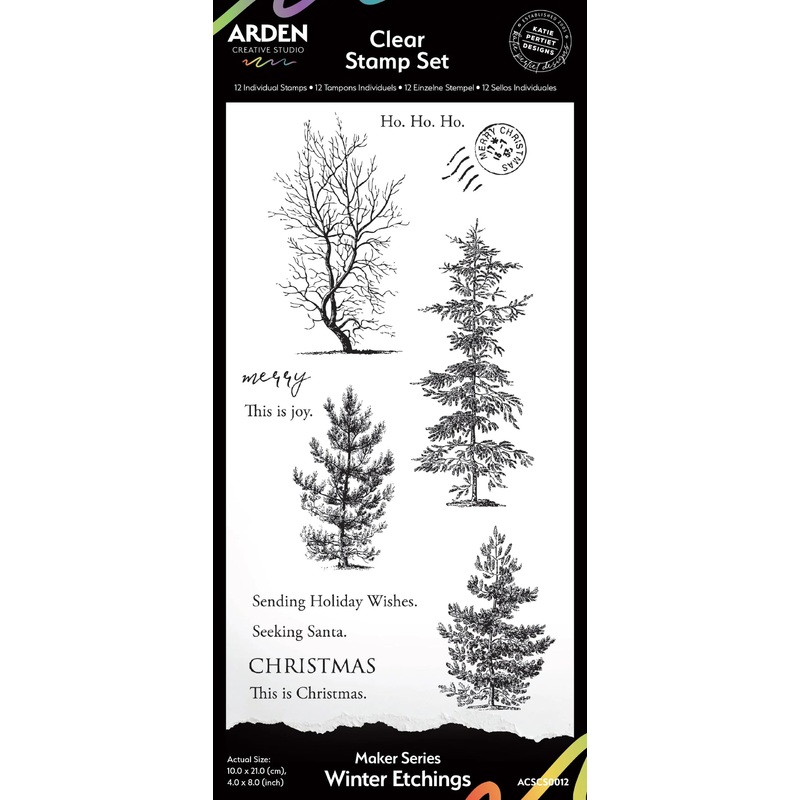 Arden Creative Studio Maker Series Winter Etchings 4in x 8in Clear Stamp Set