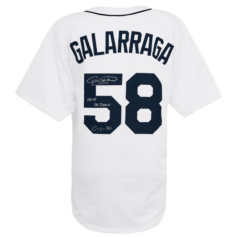 Armando Galarraga Signed White Custom Jersey w/28 Up 28 Down 6-2-10 – (SS COA)