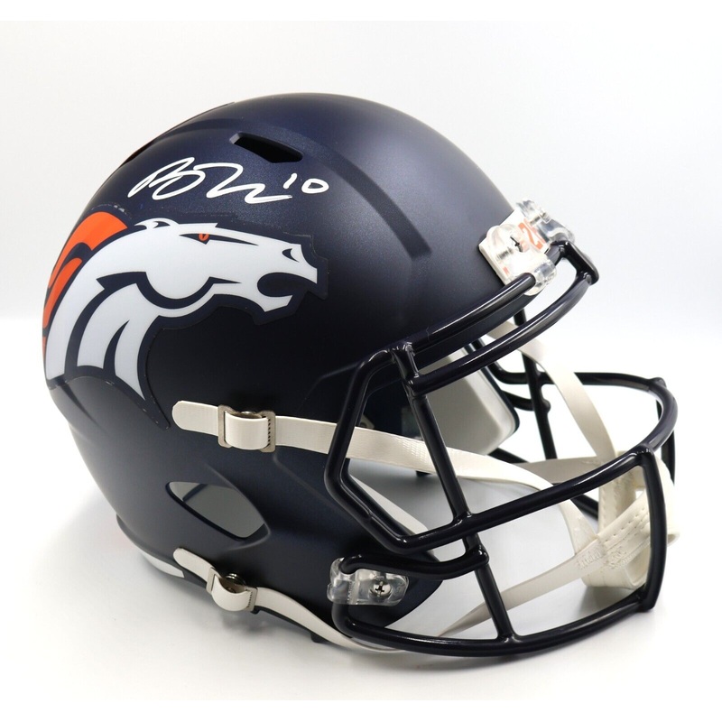 Bo Nix Autographed Navy Broncos 5280 Full Size Replica Speed Helmet Beckett COA