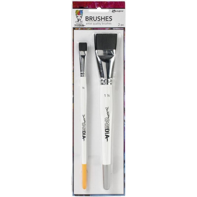 Dina Wakley Media Stiff Bristle Brushes 2/Pkg 1.5 & .5