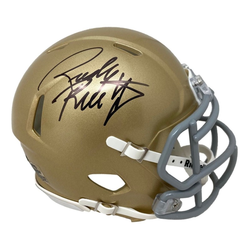 Rudy Ruettiger Signed Notre Dame Mini Speed Helmet BAS
