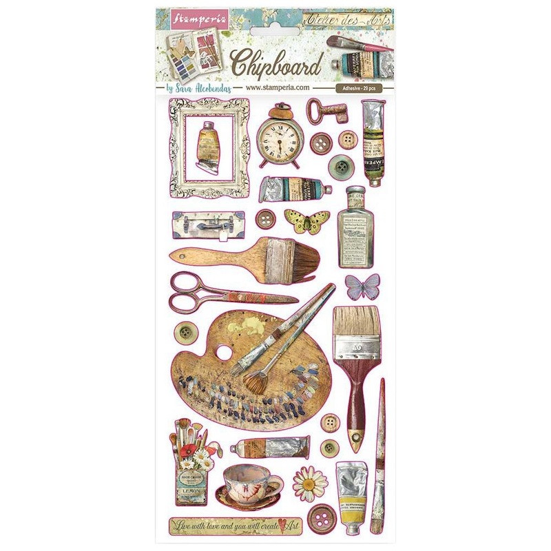 Stamperia Atelier des arts Adhesive Chipboard 6X12 Atelier Decorations