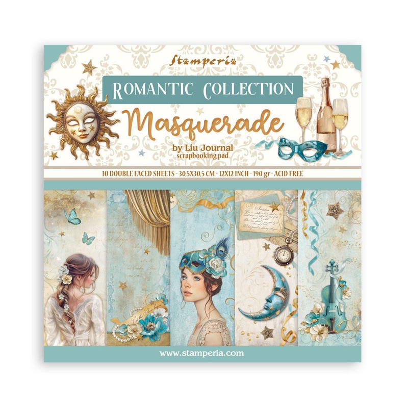 Stamperia  Scrapbooking Pad 10 sheets cm 30,5×30,5 (12×12) – Masquerade