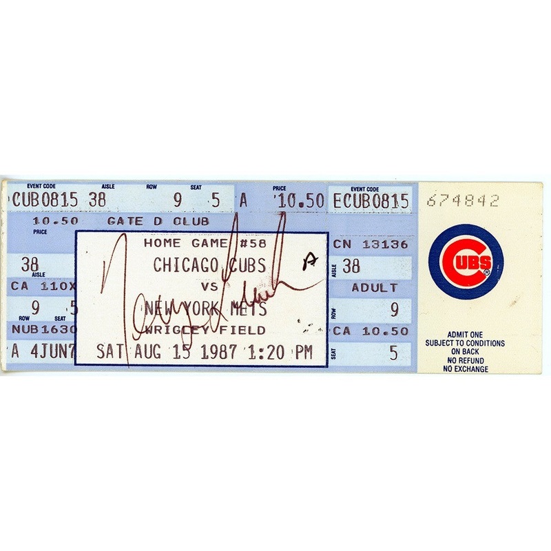 Terry Leach Signed Chicago Cubs vs New York Mets 8/15/1987 Ticket Stub
