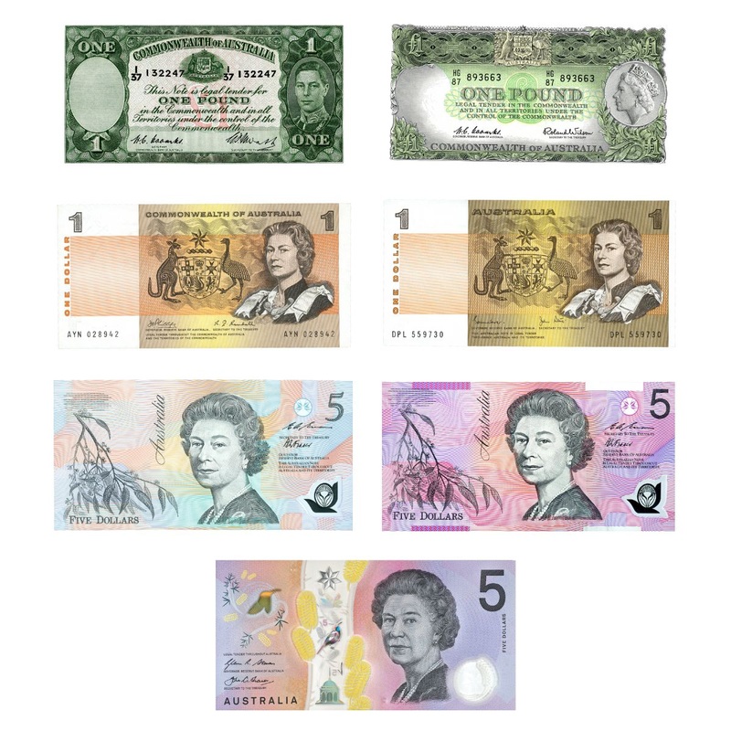 Australia 1938-2016 Royal Portraits Uncirculated 7-Note Set