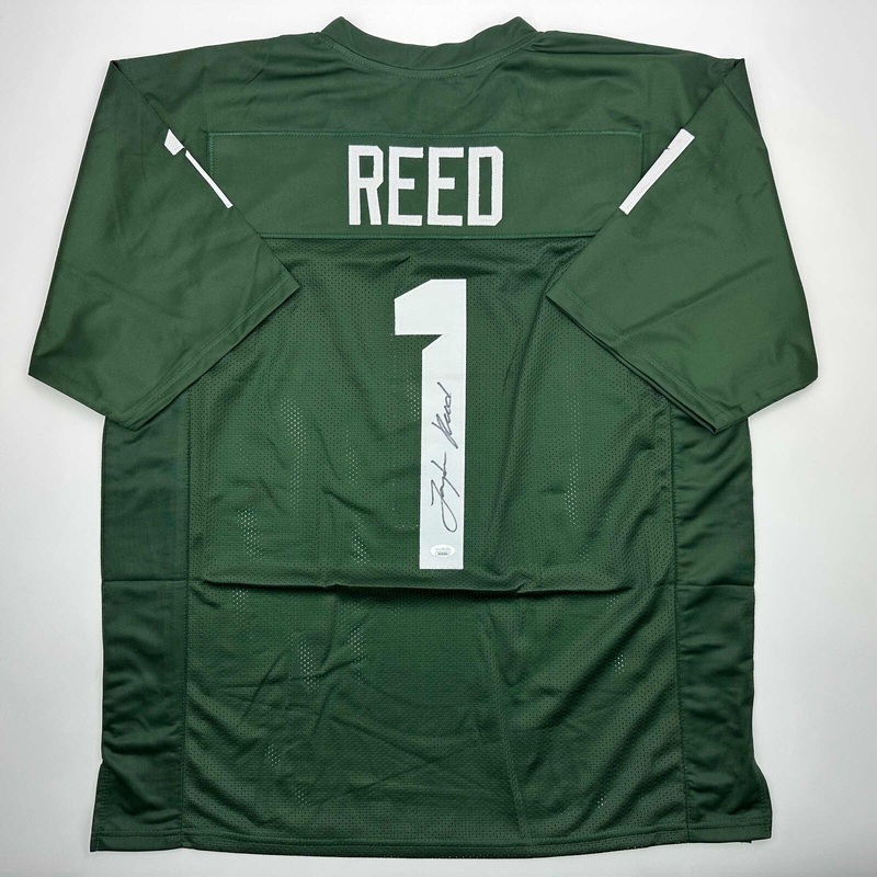 Autographed/Signed Jayden Reed Michigan State Green College Jersey JSA COA
