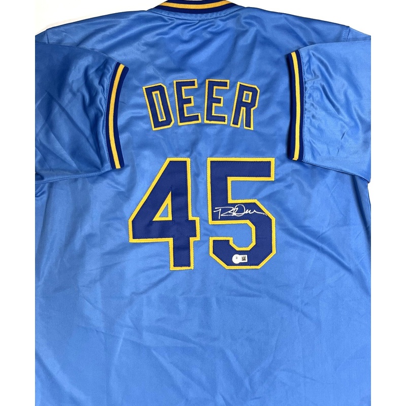 Brewers Outfielder ROB DEER Signed Custom Replica Blue Jersey AUTO – BAS