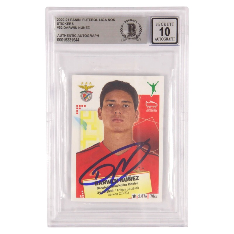 Darwin Nunez Signed 2020-21 Panini Futebol Liga Nos Rookie – BGS 10 Autograph