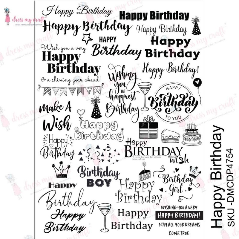 Dress My Craft Transfer Me Sheet A4 Happy Birthday
