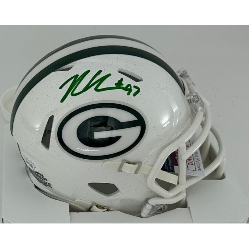 Packers KENNY CLARK Signed Riddell ALTERNATE WHITE Speed Mini Helmet AUTO – JSA
