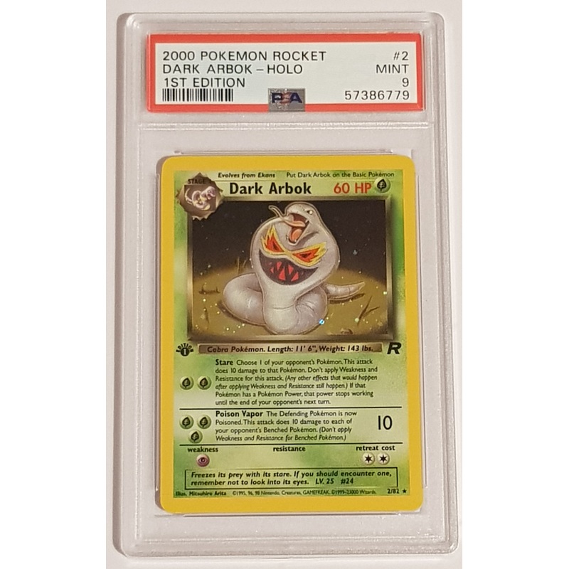 Pokemon Team Rocket Dark Arbok (1st Edition) #2/82 PSA 9 Rare Holo Trading Card