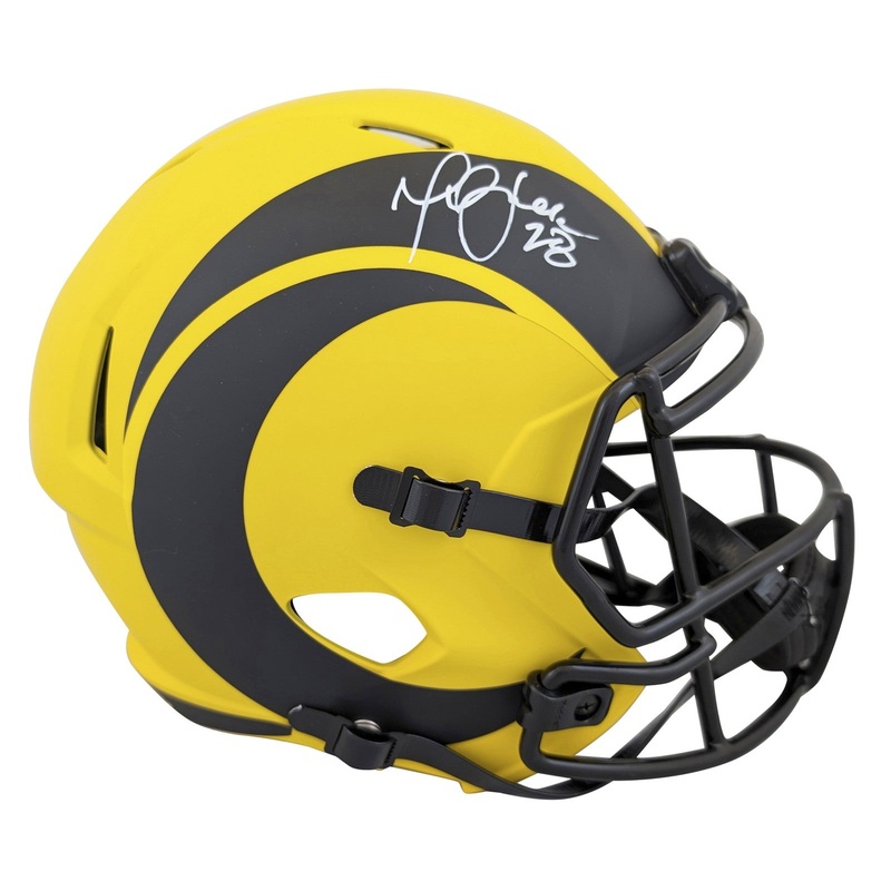 Rams Marshall Faulk Signed Rave Full Size Speed Rep Helmet BAS Witnessed